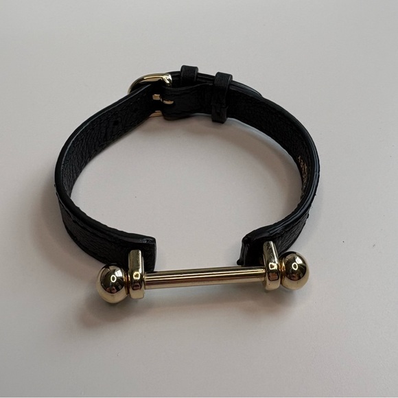 Strathberry Music Bar Black Leather Bracelet - Picture 4 of 13
